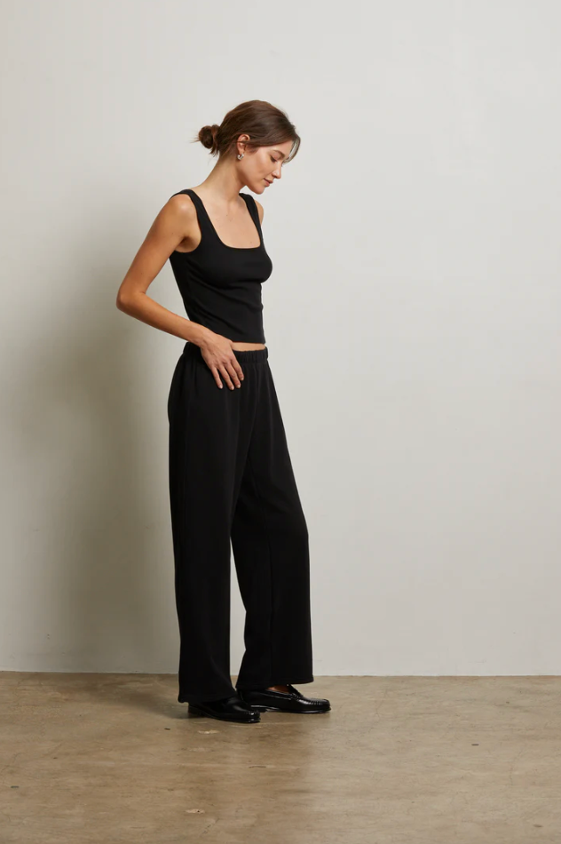 Nora french terry easy pull on pant - true black