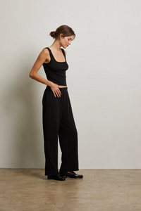 Nora french terry easy pull on pant - true black