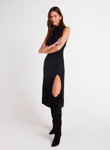 Mock neck midi dress - black