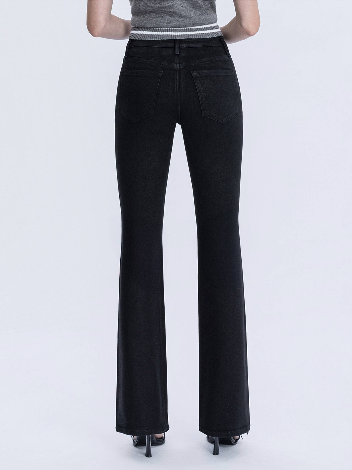 F6314BK - Full Length Black Bootcut Jeans - black