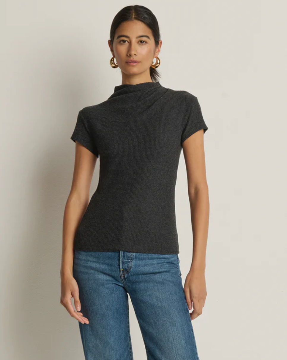 Katie top - heather charcoal