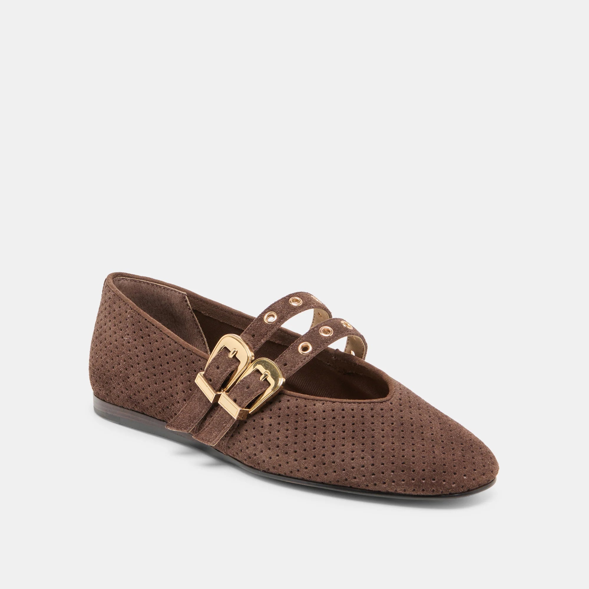 Baylee grommet ballet flats - dark brown suede