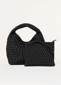 Shelly woven bucket bag - black