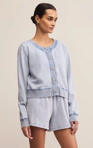 Daily knit denim cardigan - washed indigo