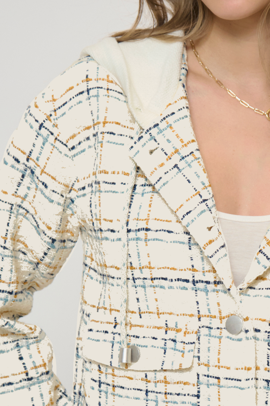 Franki hooded jacket - camel white multi