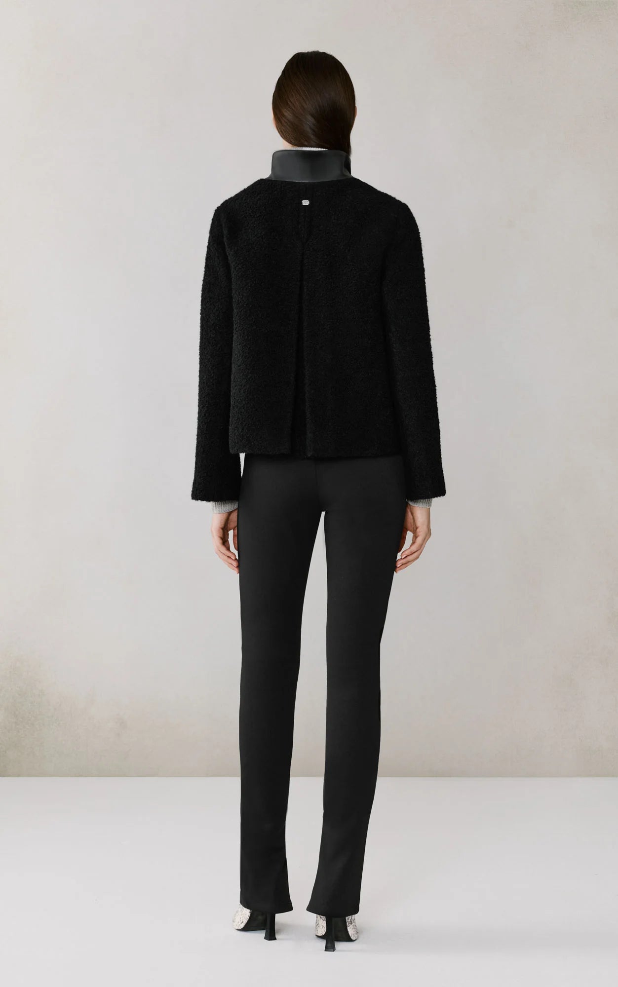 Kaitlyn boucle trapeze jacket - black