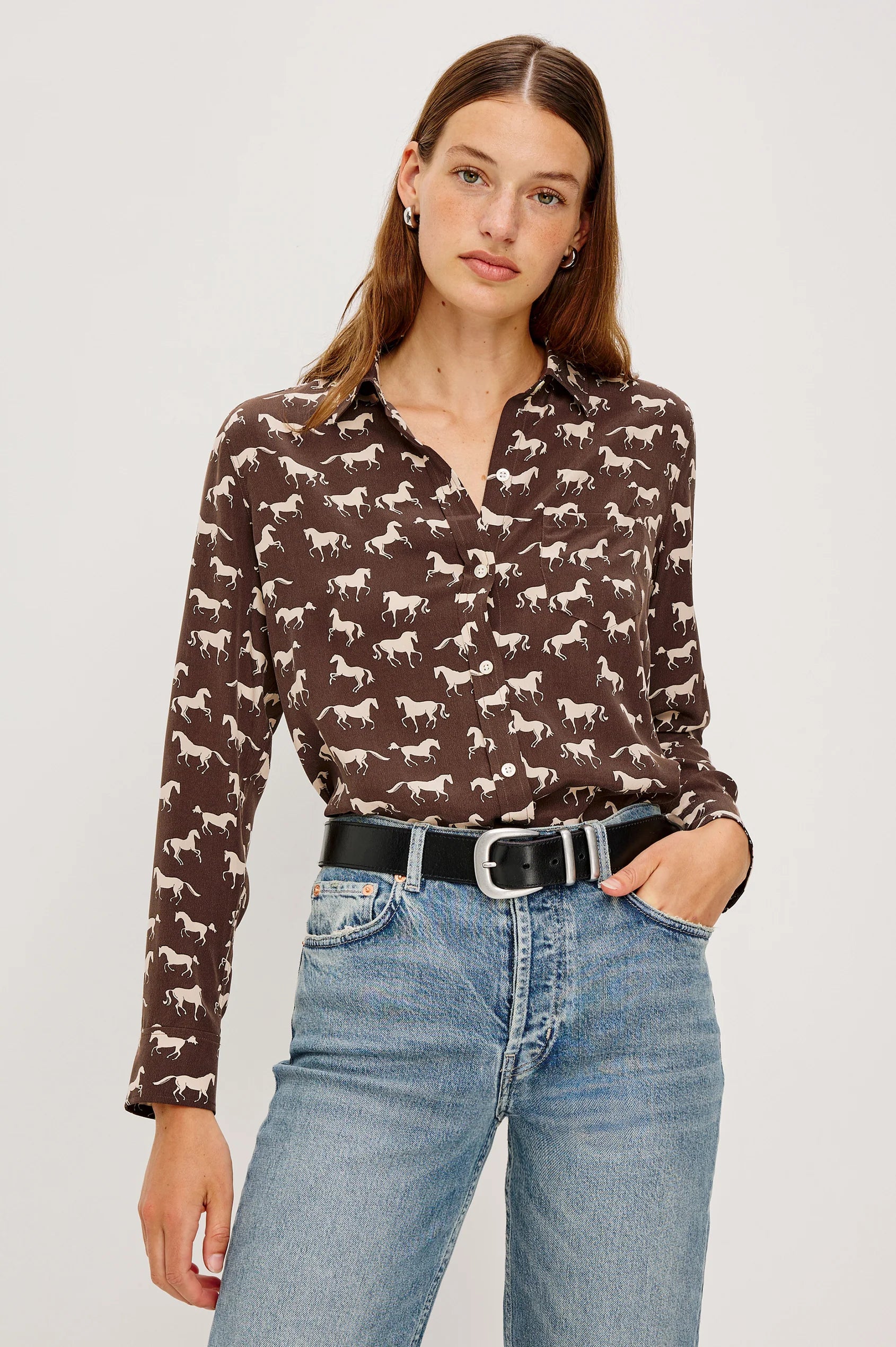 Kate shirt - ivory horses