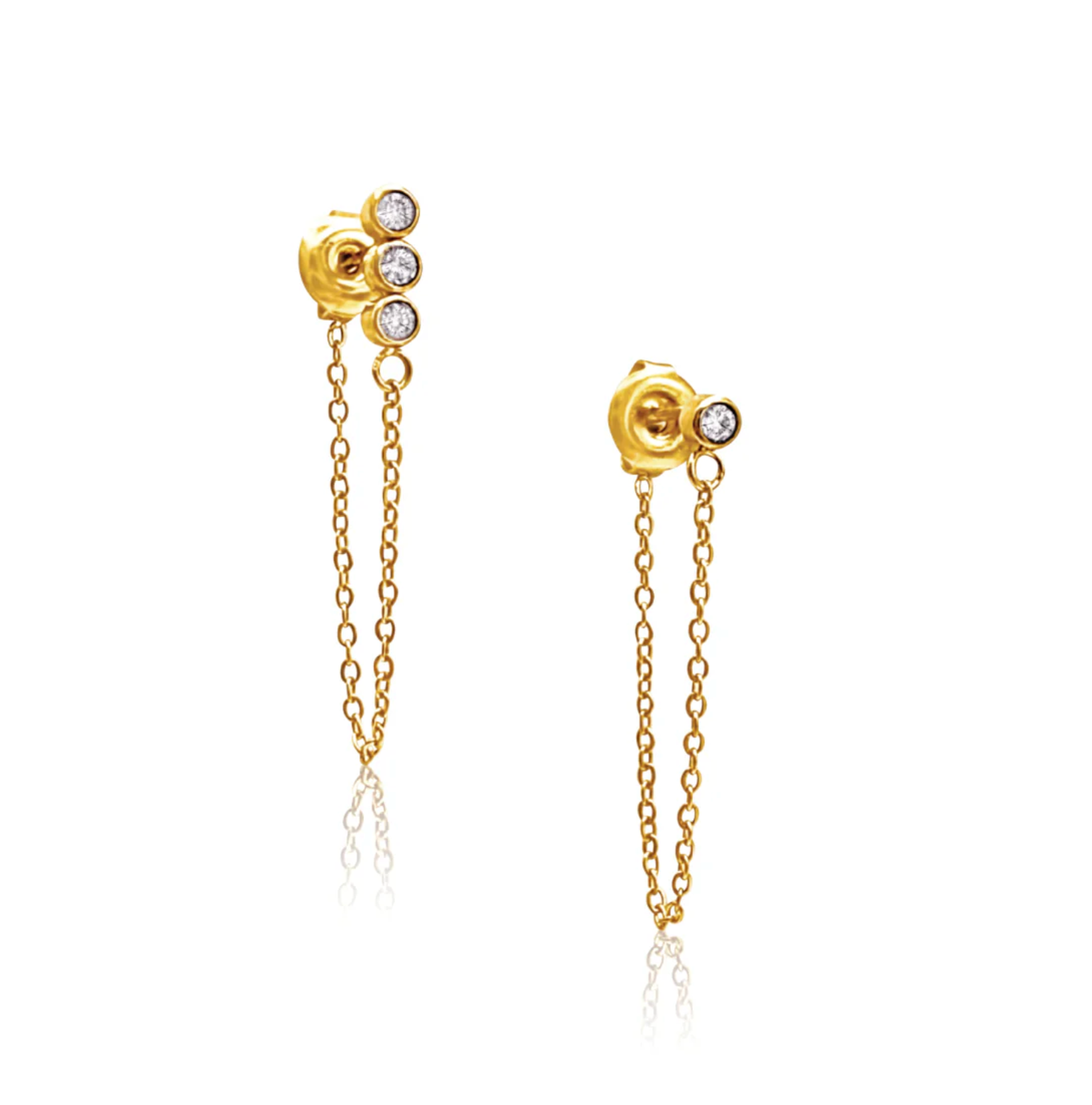 Alandra Asymmetrical Chain Studs - gold