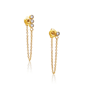 Alandra Asymmetrical Chain Studs - gold