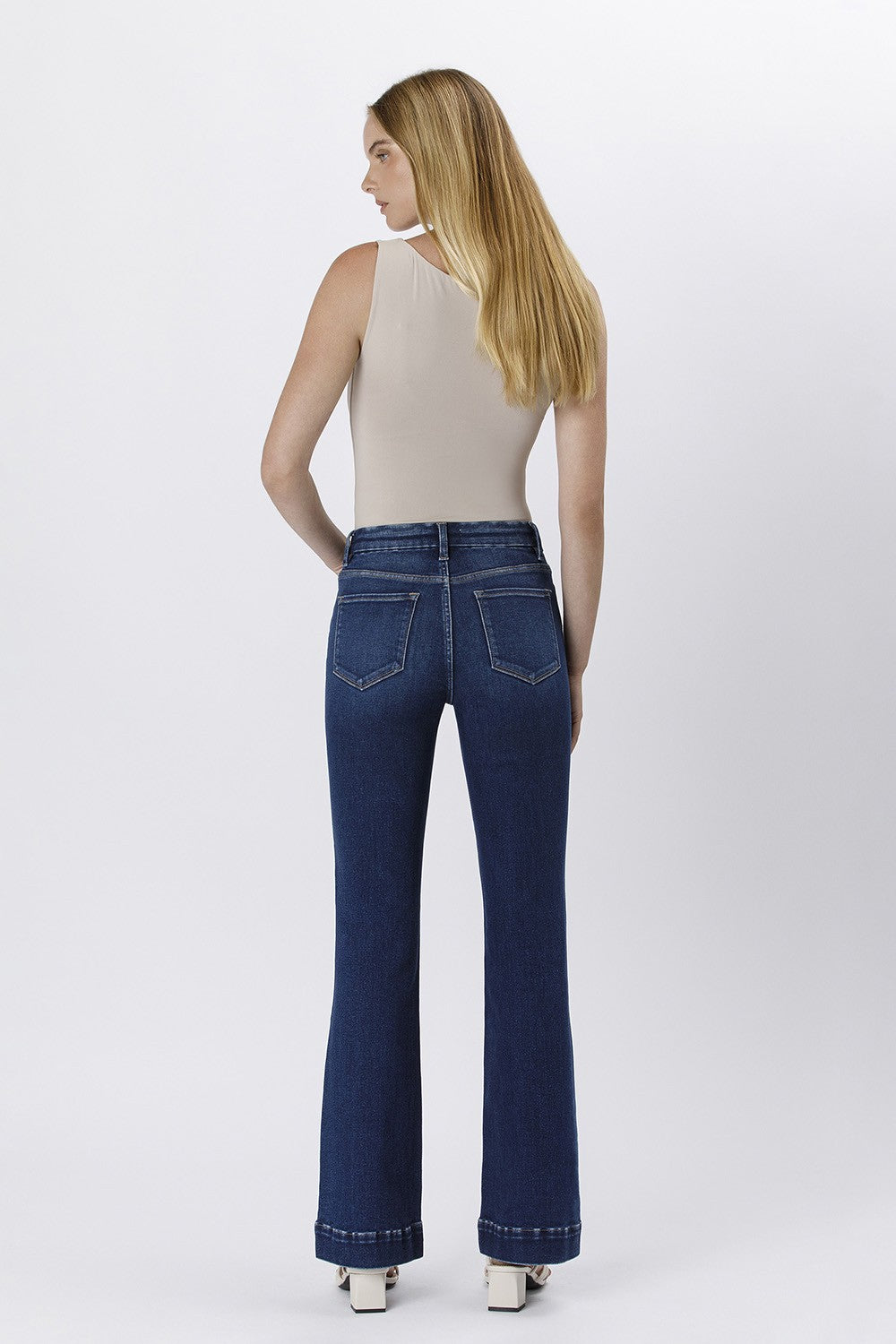 F5865 - High rise trouser hem jeans - blue element