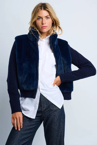 The Teddy faux fur knit jacket - navy