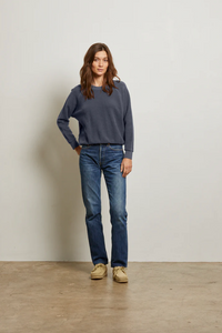 Ziggy inside out cotton fleece shrunken crew - night