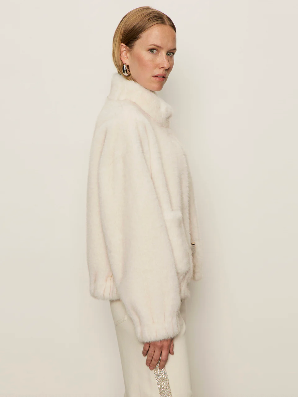 Coco faux fur jacket - almond cream