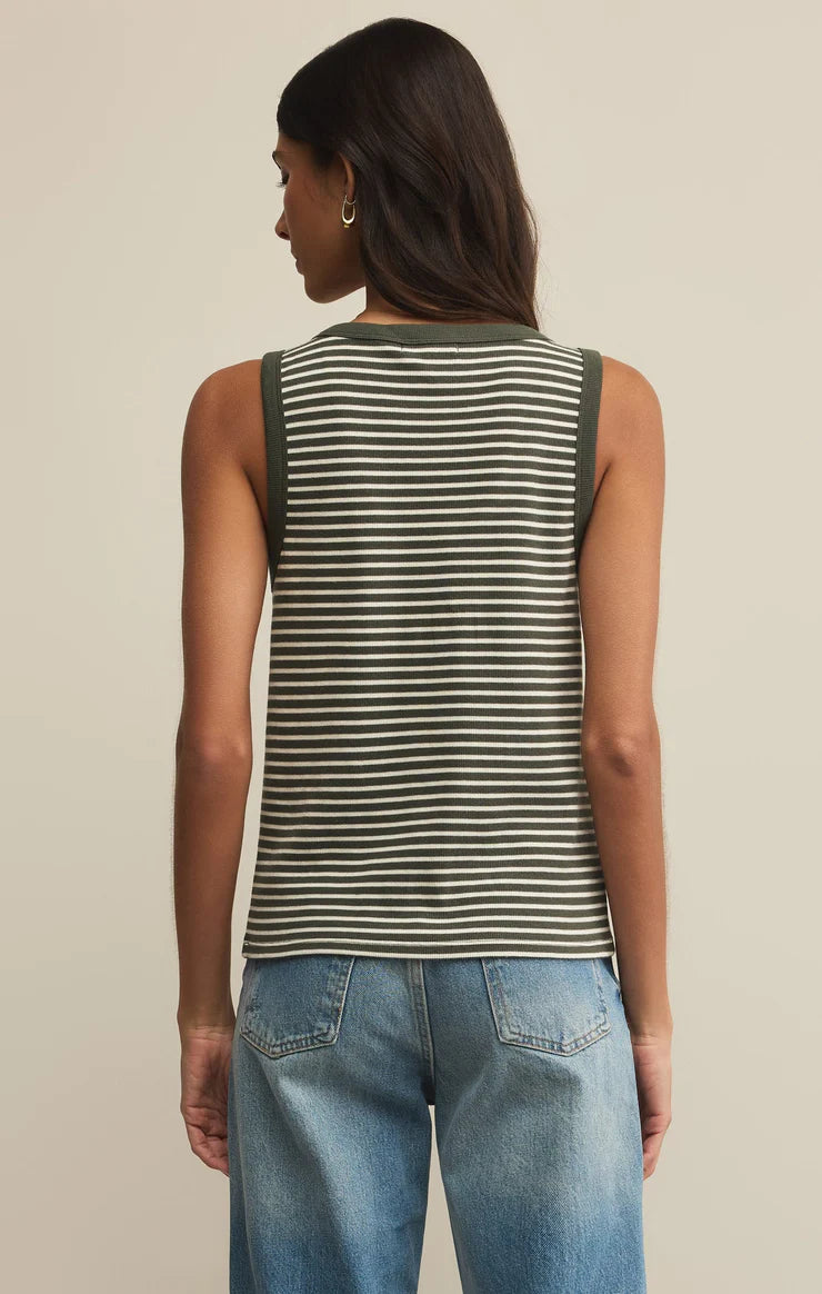 Elin stripe rib tank - dark agave