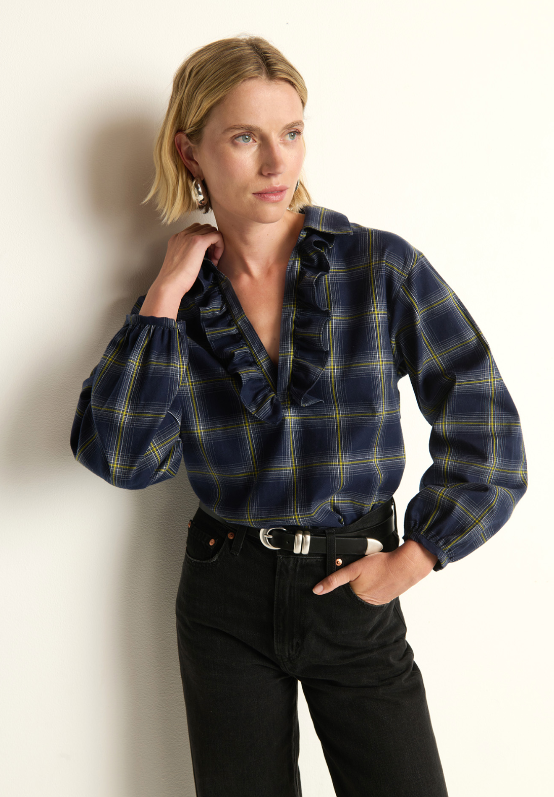 Beckett blouse - starry night plaid