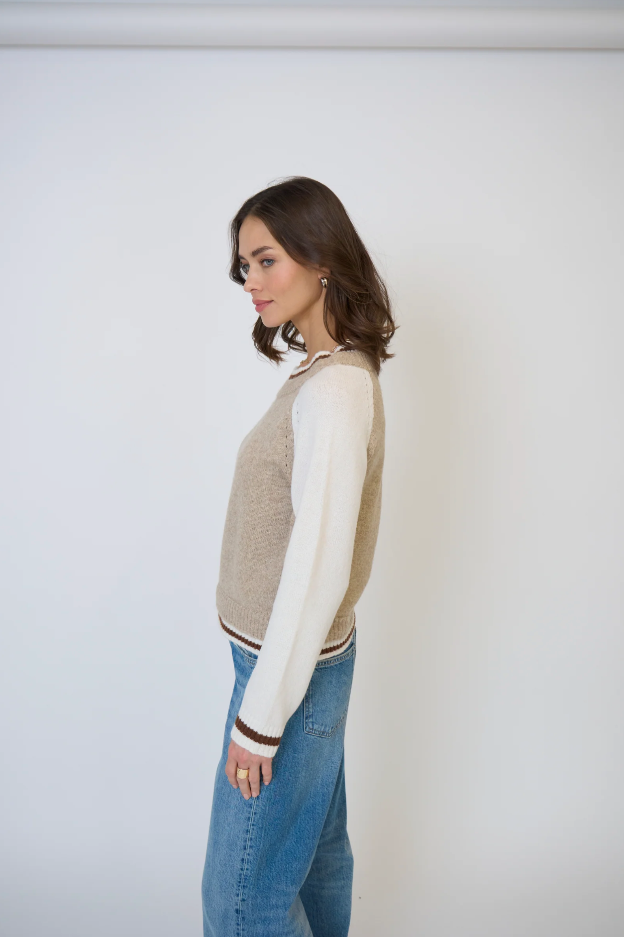 Olivia Baseball Sweater - oat