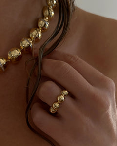 Oversized ball chain ring - gold