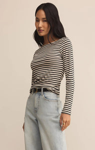 Pristine rib striped tee - black
