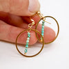 Hubei Turquoise "A" and Gold Hoop Delicate Earrings