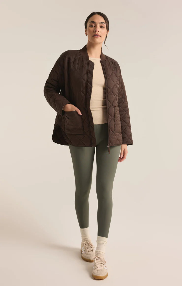 Sunrise quilted bomber jacket - coffee bean