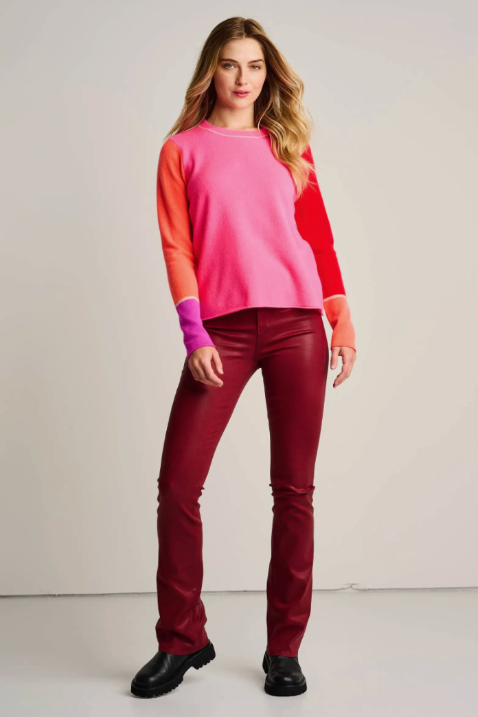 Block talk sweater - neon pink combo