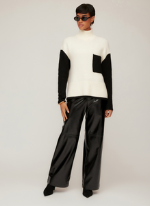 Colette Turtleneck Sweater - black / cream