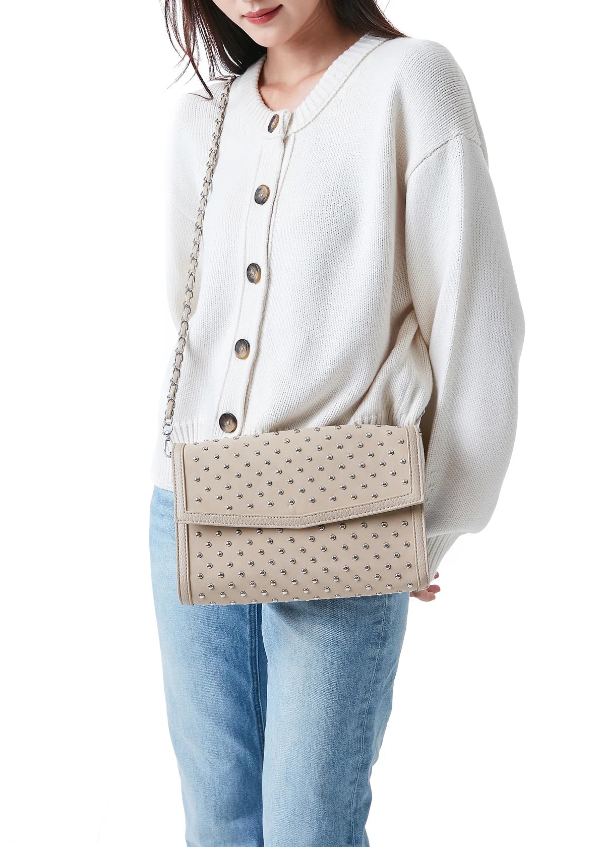 Beth clutch - wheat suede