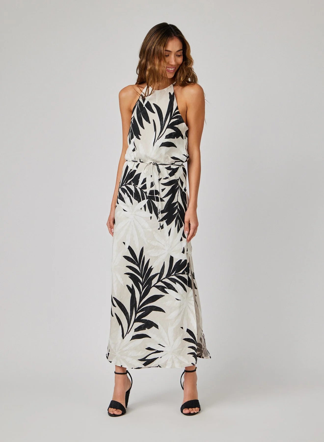 Maxi halter dress - maui palm print