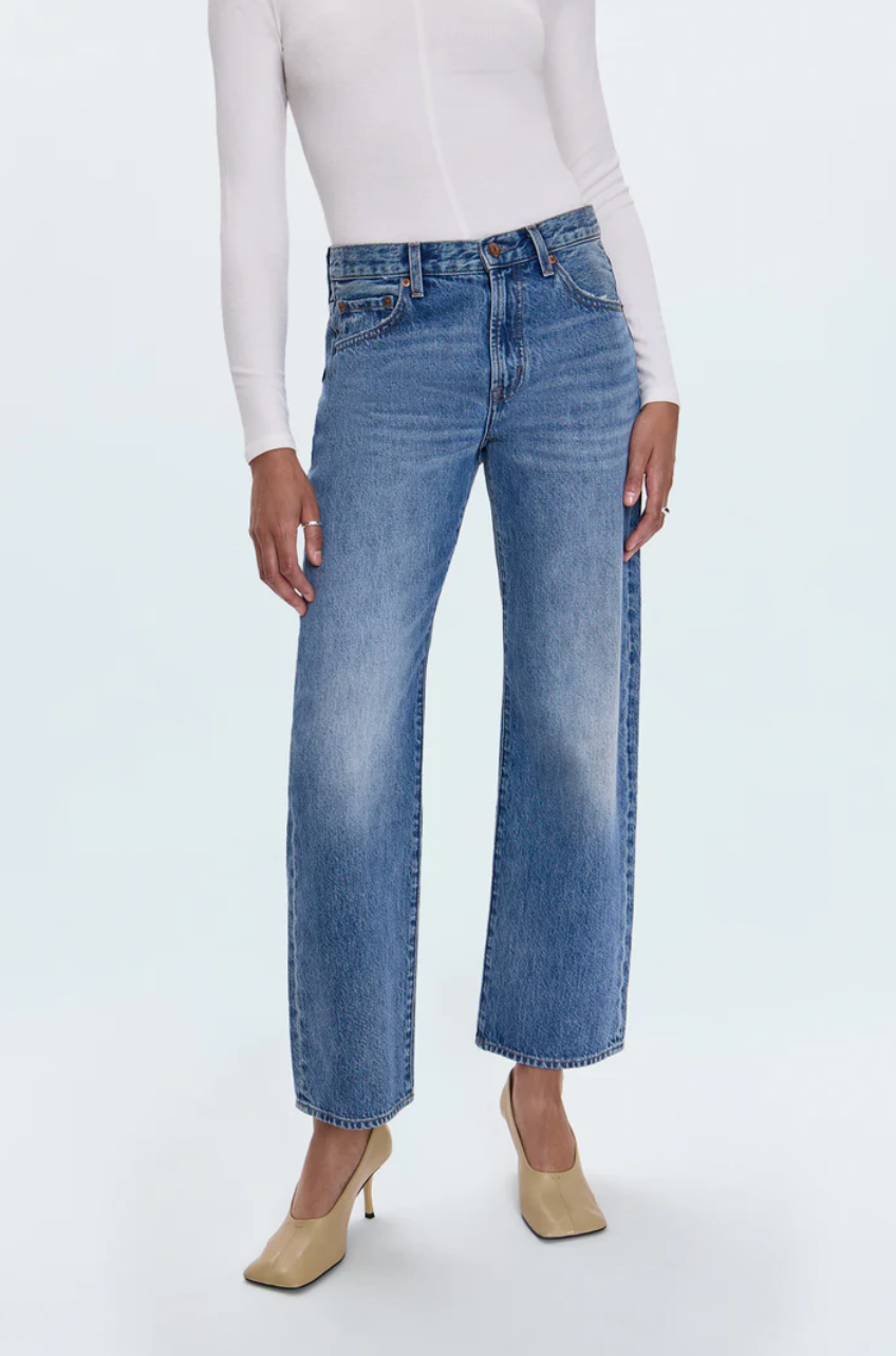Lexi mid-rise bowed straight jeans - metropolis