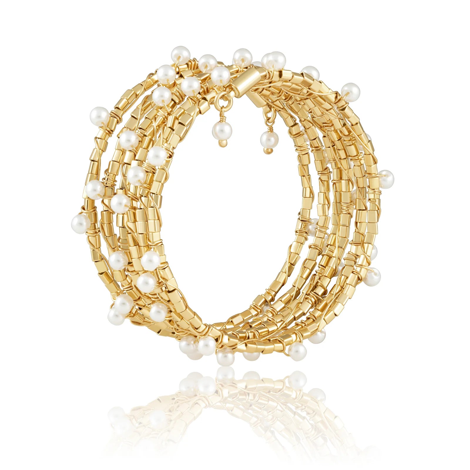 Blake pearl wrap bracelet (6 rows)