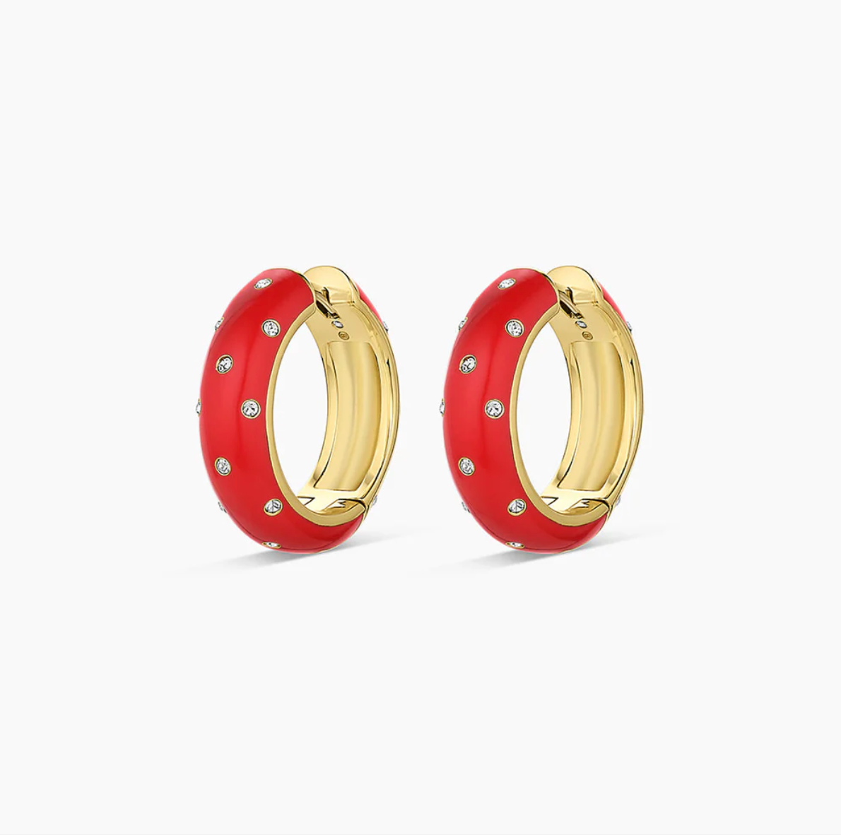 Noel enamel shimmer hoops - red