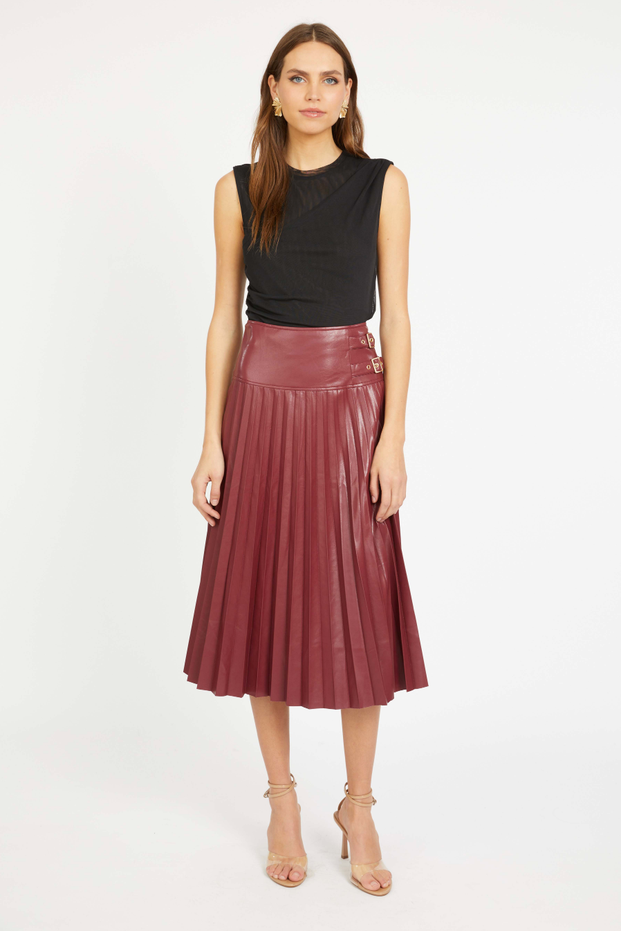 Hendrix Vegan Leather Skirt - cabernet