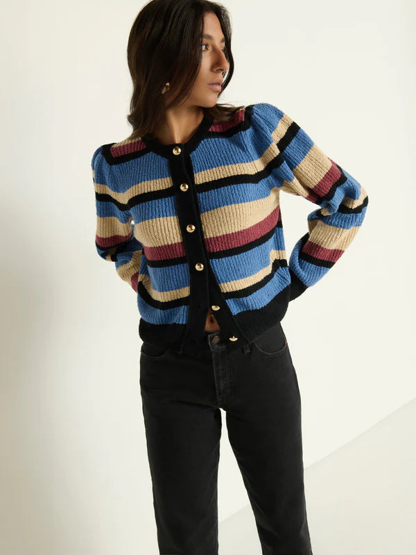 Carmela cardigan - velour multi stripe