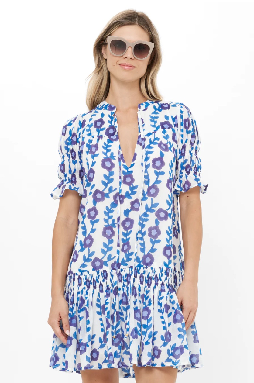 Smocked drop mini - toscana blue