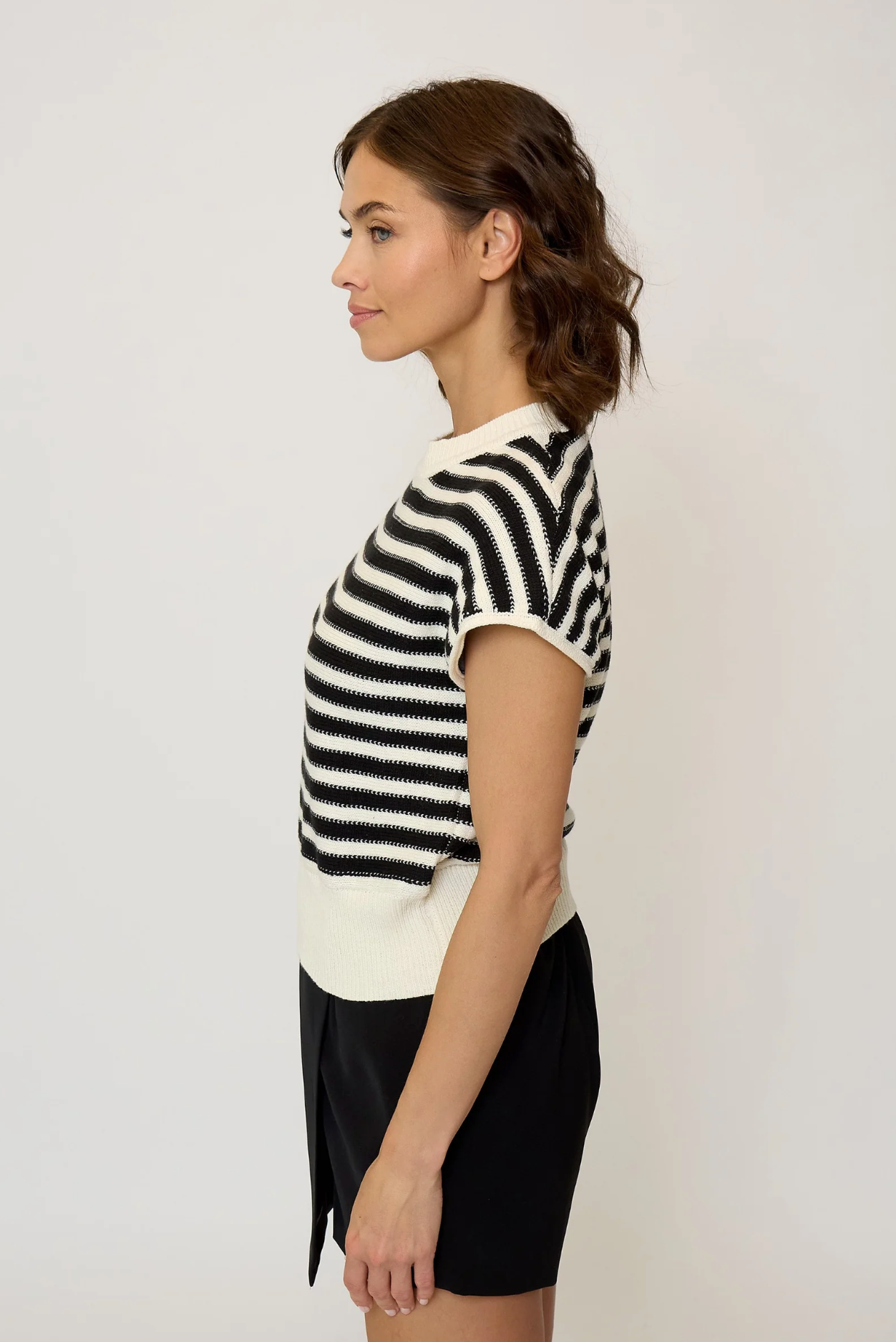 Olive striped stitch dolman - bone