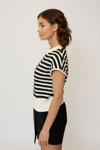 Olive striped stitch dolman - bone