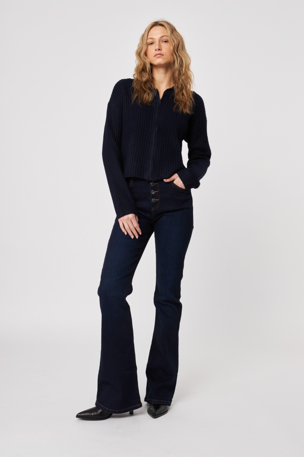 Gavin zip hoodie sweater - navy