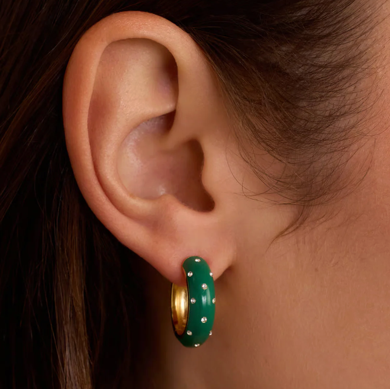Noel enamel shimmer hoops - emerald