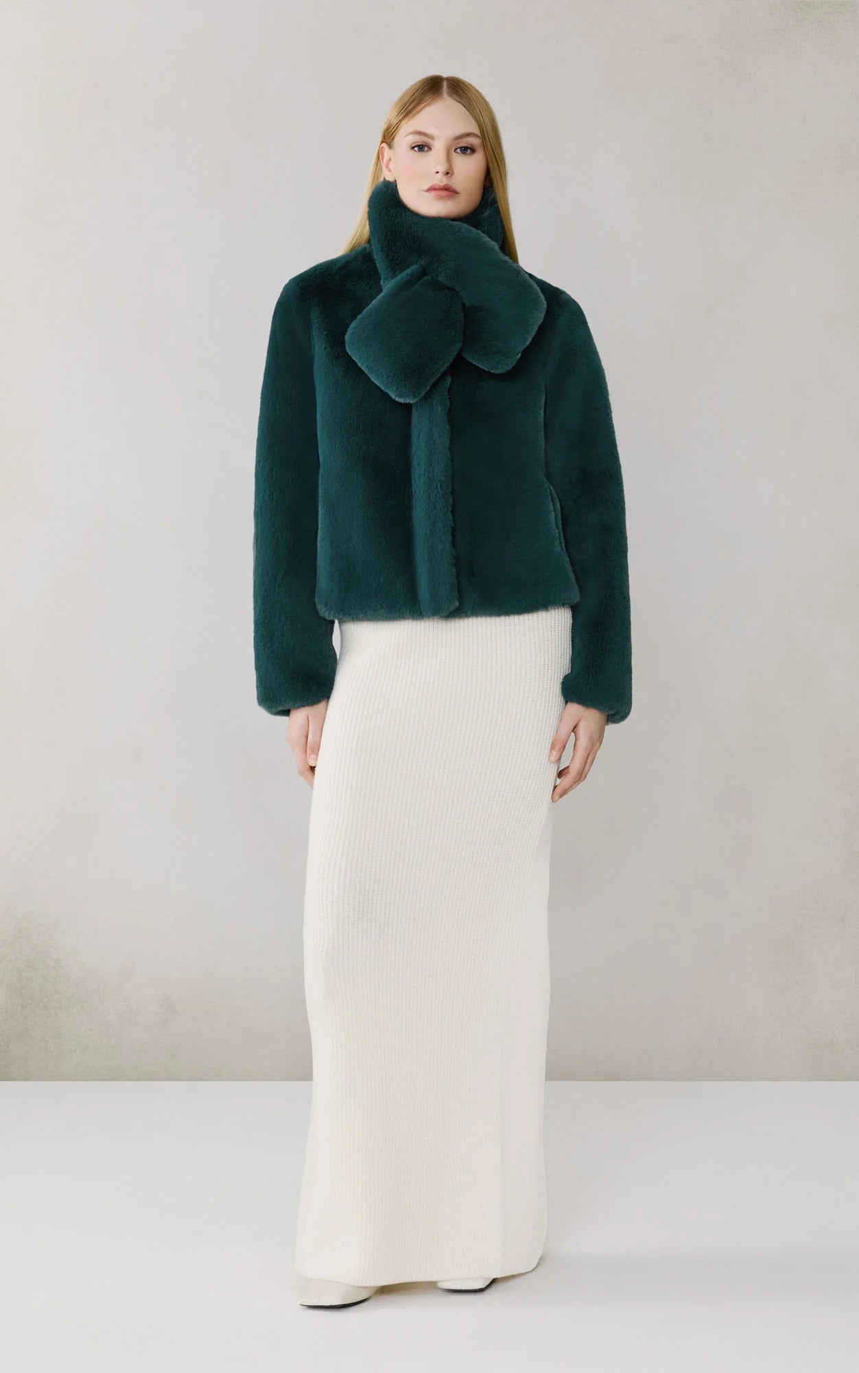 Kendell faux fur with scarf - midnight forest