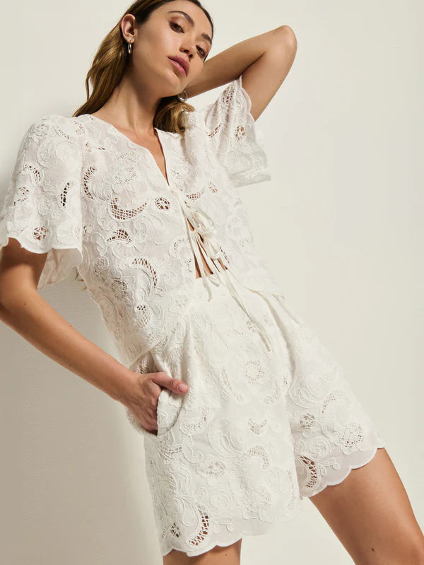 Rosalyn Tie Top - white