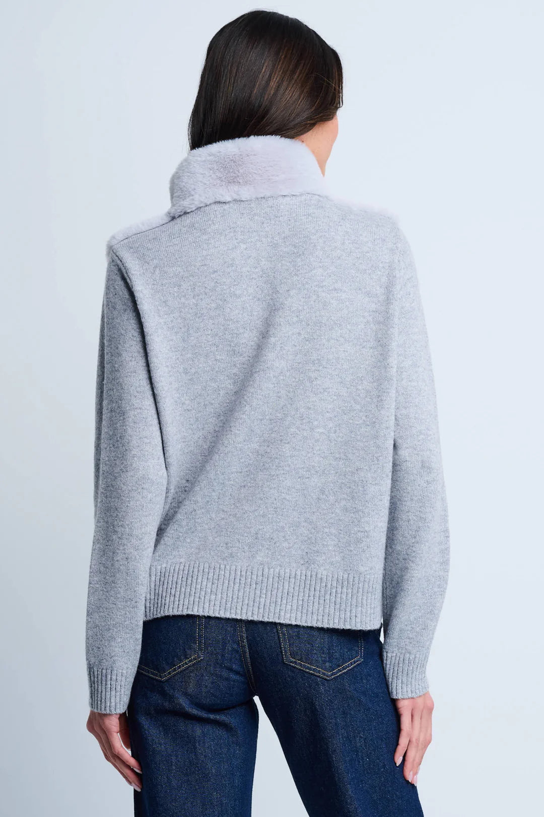The Teddy faux fur knit jacket - platinum