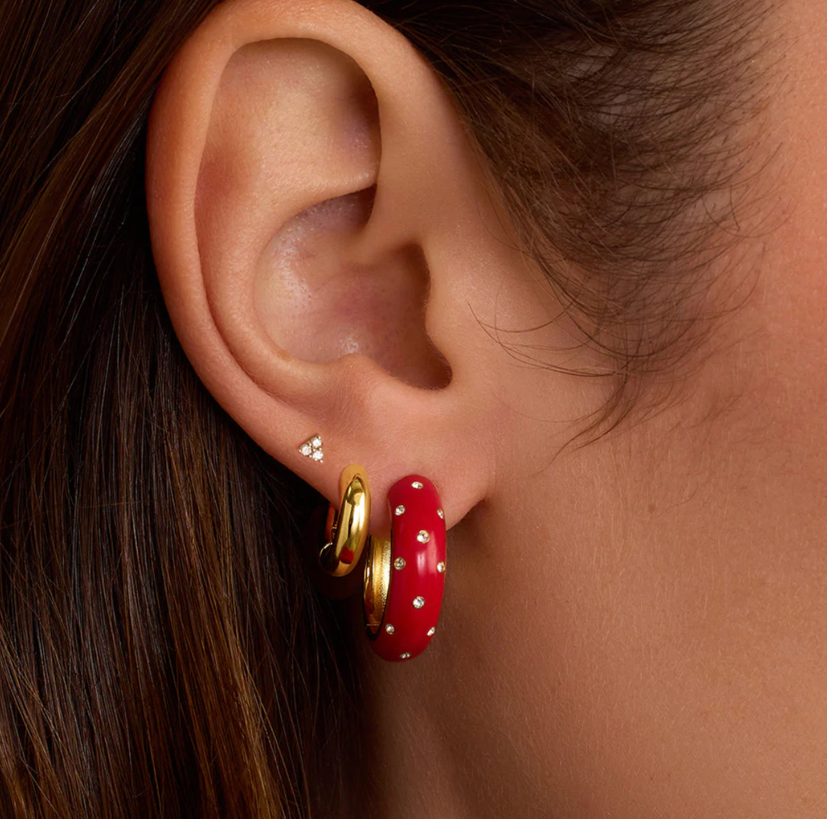 Noel enamel shimmer hoops - red