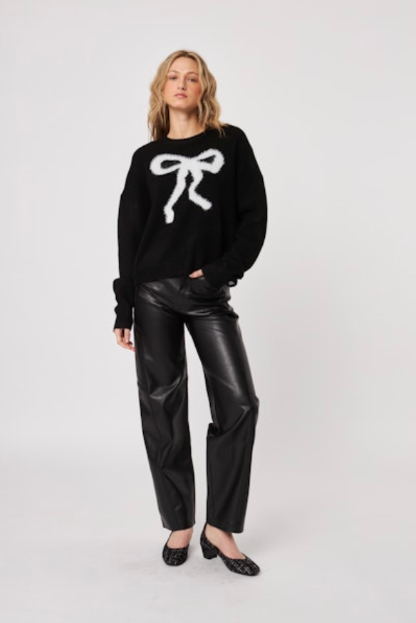 Ambrose bow knit sweater - blanc de noir