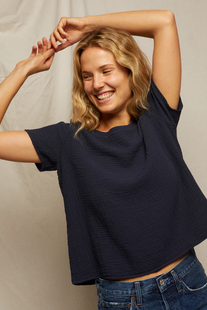 Charlotte double gauze tee - navy