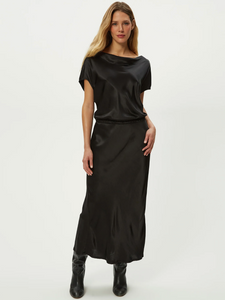 Karter satin midi dress - black