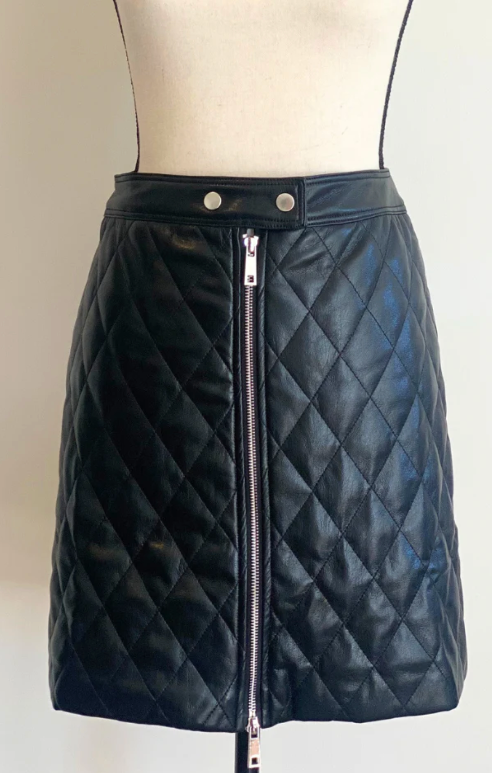 Carolina quilted faux leather skirt - black