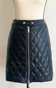 Carolina quilted faux leather skirt - black