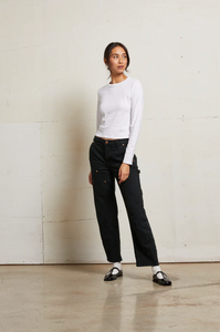 Jamie cotton long sleeve crew - white