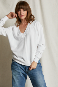 Sinead french terry v-neck sweatshirt - white