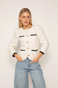 Oona collarless jacket - white